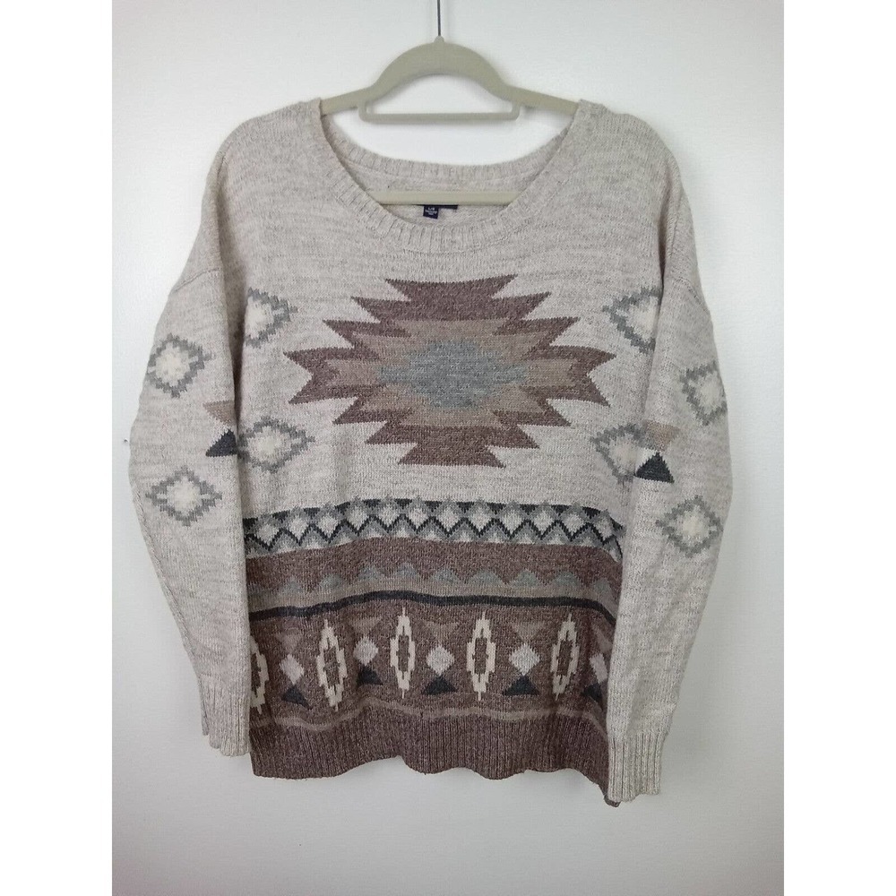 American Eagle Outfitters Womens Geometric Wool Blend Sweater Large Aztec Tribal